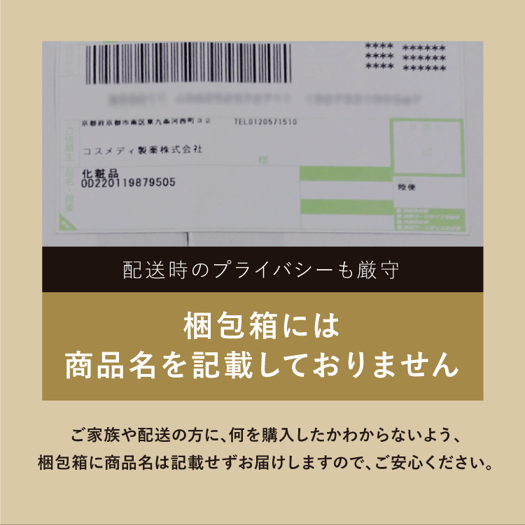 梱包箱には商品名を記載しておりません