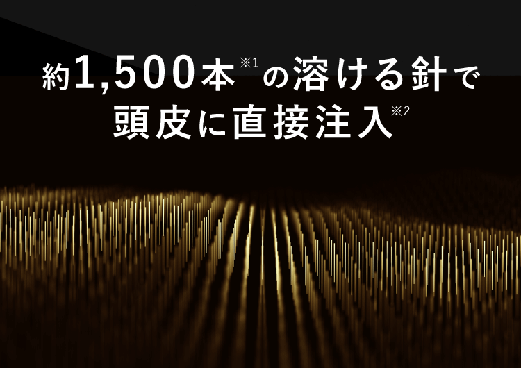 約1,500本の溶ける針で頭皮に直接注入