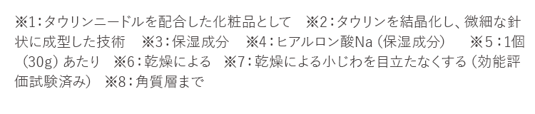 タウリンニードルを配合した化粧品として